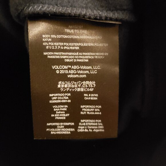 Volcom Stone Men's Navy Blue Hoodie White Waves Small Hooded Sweatshirt NWT - Picture 6 of 6